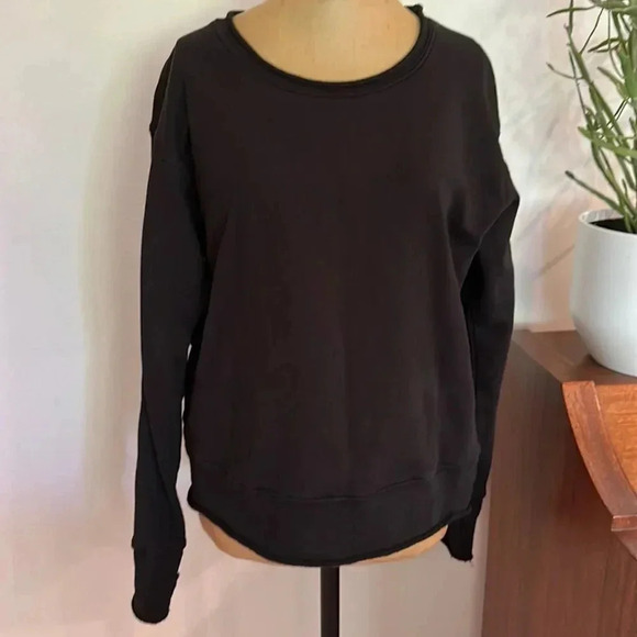 Frank & Eileen black long sleeve sweatshirt raw edges great condition sz M - Picture 1 of 7